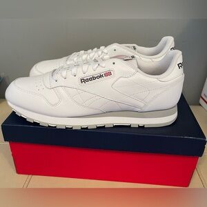 Size 12 - Reebok Classic Leather Sneakers White Pure Grey New With Box Shoes
